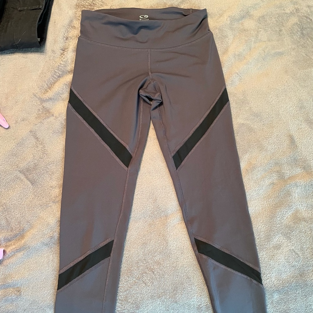 Gray Champion Work Out Leggings with Mesh